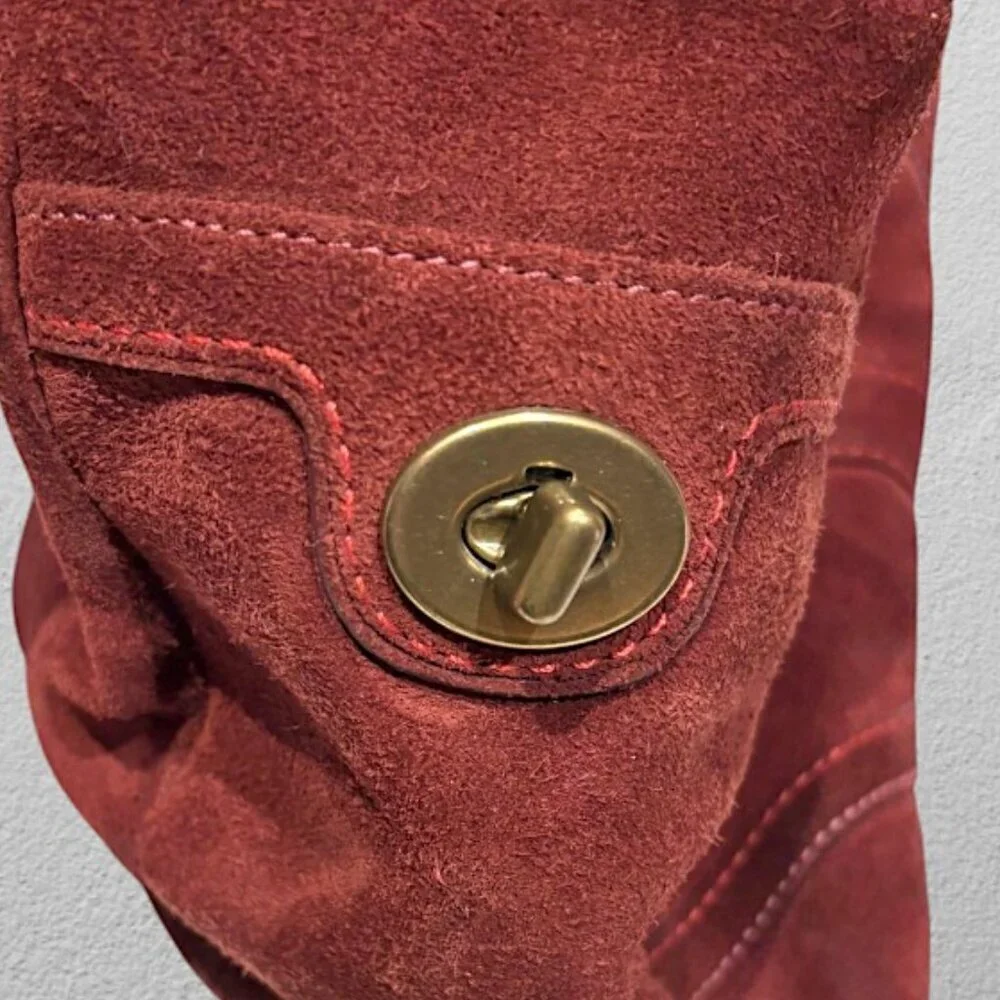 Coach 8B03 Burgundy Suede Hampton Bordeaux Tote - Picture 9 of 15